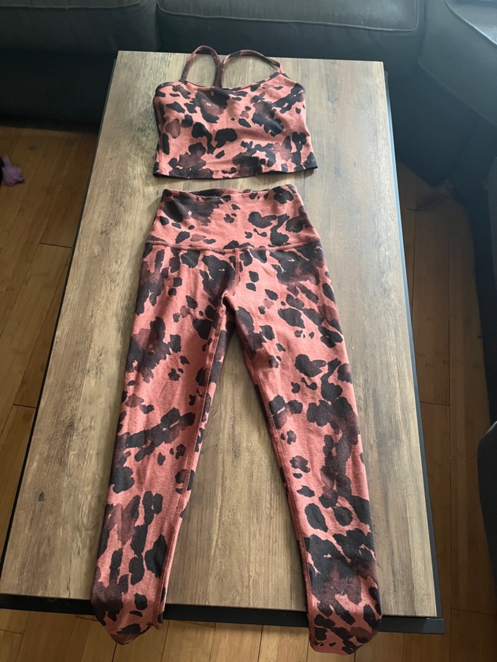 Beyond Yoga Pink & Black Leopard Print High-Waist Leggings with Matching Crop